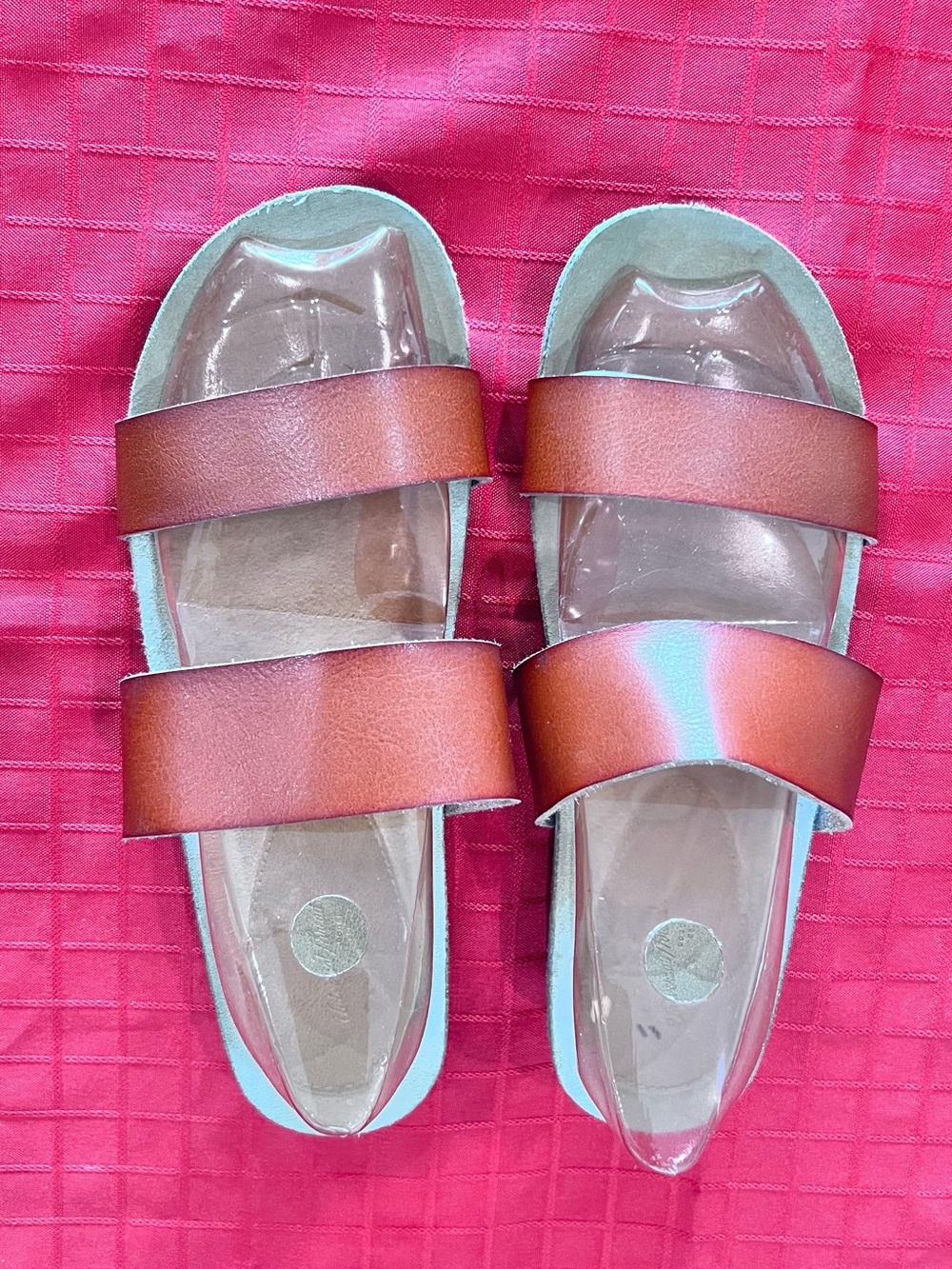 Women's Brown Slide Sandals - Casual Double Strap